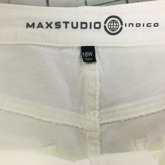 Max Studio Ankle Skinny Jeans White High Rise Indigo Plus 18W New - Picture 5 of 6